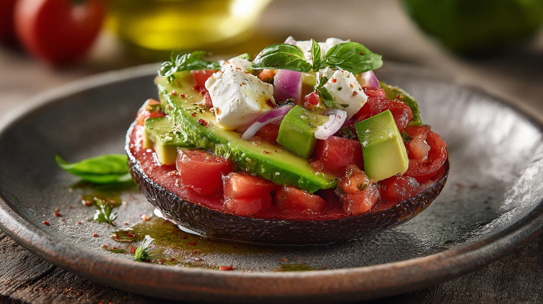 Gefüllte Avocado mit Tomaten-Hüttenkäse-Salsa