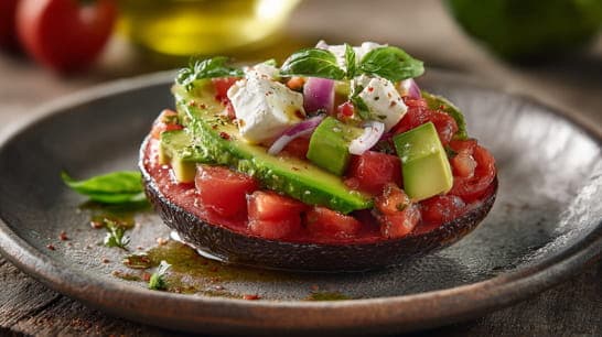 Gefüllte Avocado mit Tomaten-Hüttenkäse-Salsa